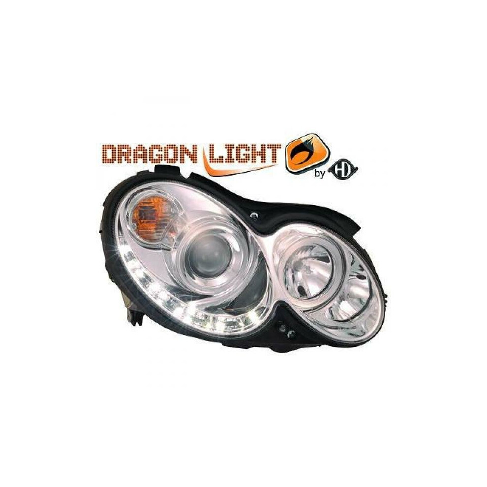 Lhd Projector Headlights Pair Led Dragon Drl Lights Clear Chrome Mercedes C209 02-09 4052355275493
