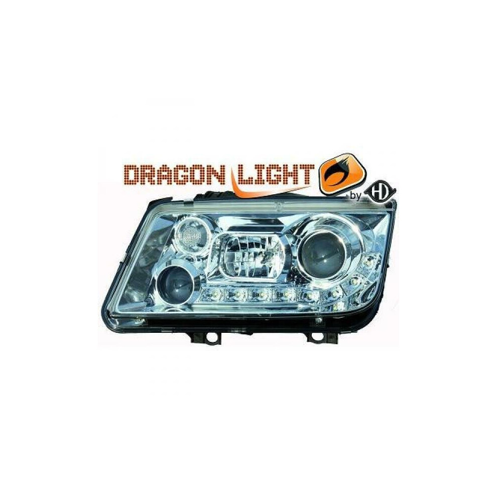 Lhd Projector Headlights Headlamp Pair Led Dragon Drl Lights Clear Chrome Vw Bora 98-05 4052355088758