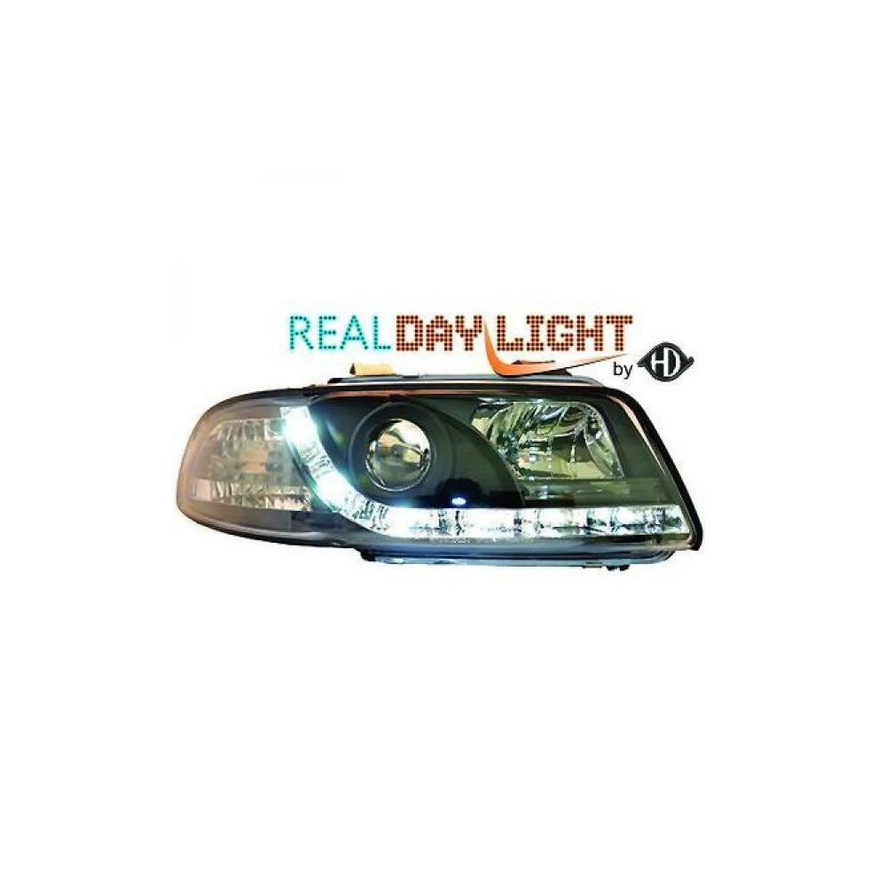 Lhd Projector Led Drl Headlights Pair Clear Audi A4 Avant 8D2 94-98 Black 4052355284532