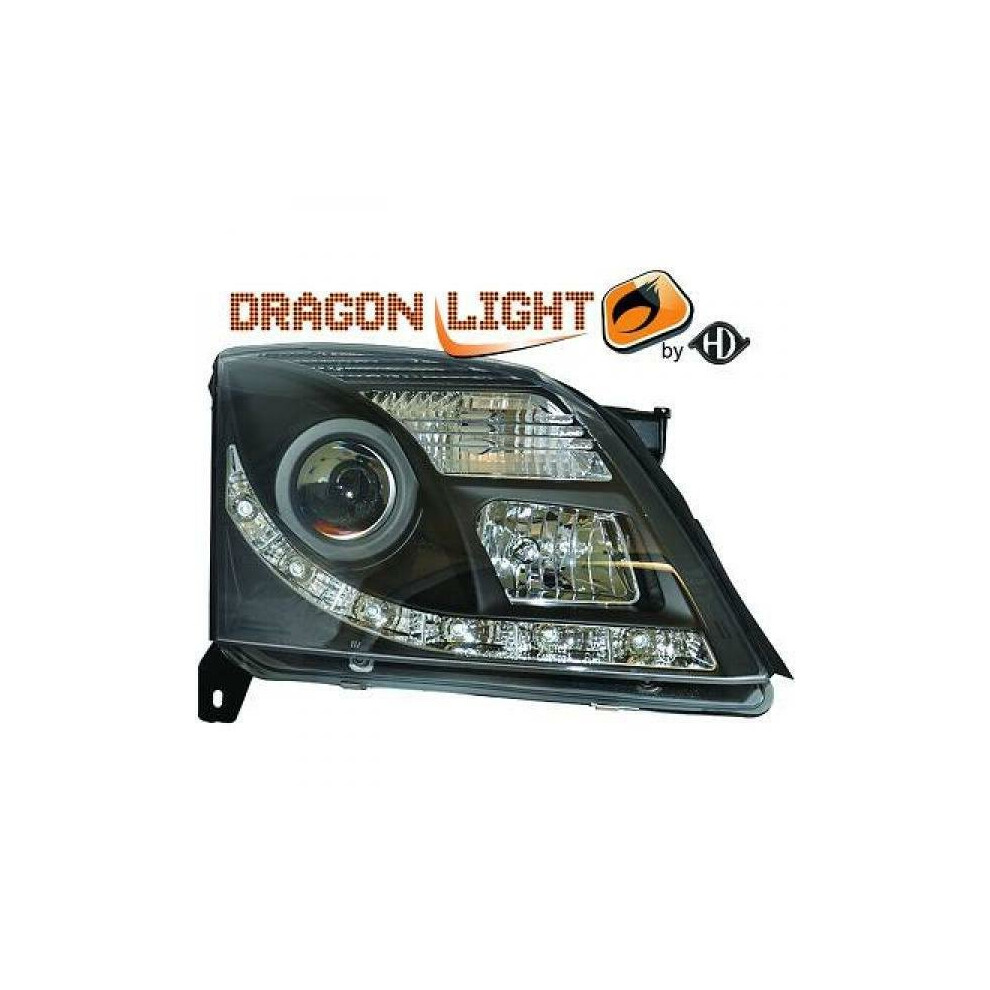 Lhd Projector Headlights Pair Led Dragon Drl Lights Clear H7 H1 Vauxhall Vectra C Black 4052355278029
