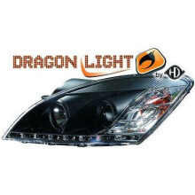 LHD Projector Headlights Pair LED Dragon DRL Lights Clear Black H1 H1 Kia Ceed 06-09