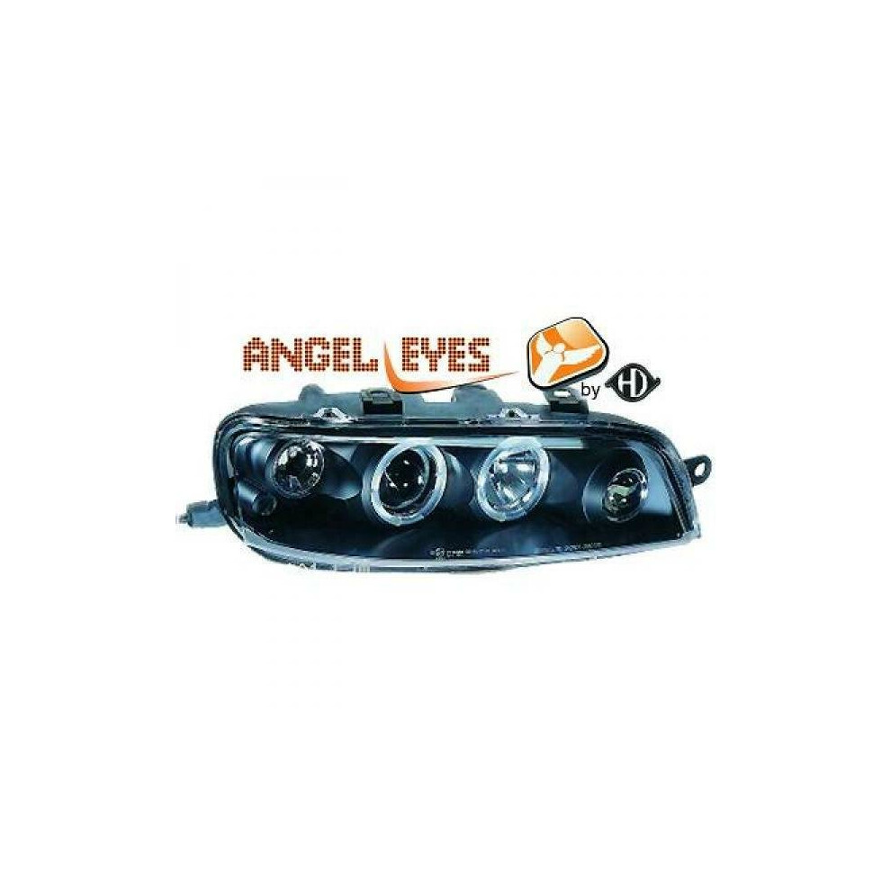 Lhd Projector Headlights Headlamp Pair Angel Eyes Clear Fiat Punto 99-03 Black 4052355111371