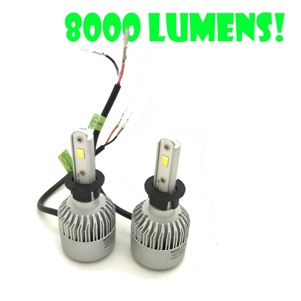 H3 Cob Led Headlight Bulbs Headlamp Kit 8000Lm 12-24V Canbus Error Free 5060590387825