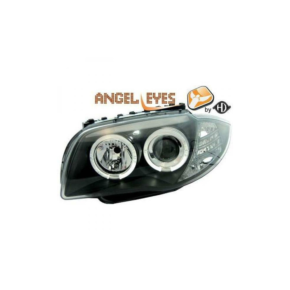 LHD Projector Headlights Pair Angel Eyes Clear Black H7 H7 BMW E81 E87 04-11-image-OPC-P5FQX5Z-NEW