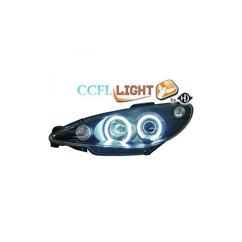 Lhd Right Left Ccfl Projector Headlights Pair Clear Peugeot 206 206Cc 98-08 Black 4052355129017