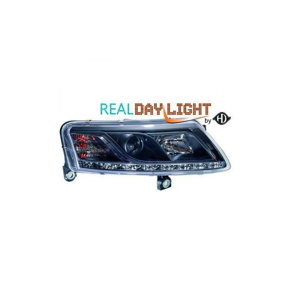 Lhd Projector Led Drl Headlights Headlamp Pair Clear H7 H1 Audi A6 04-08 Black 4052355007537