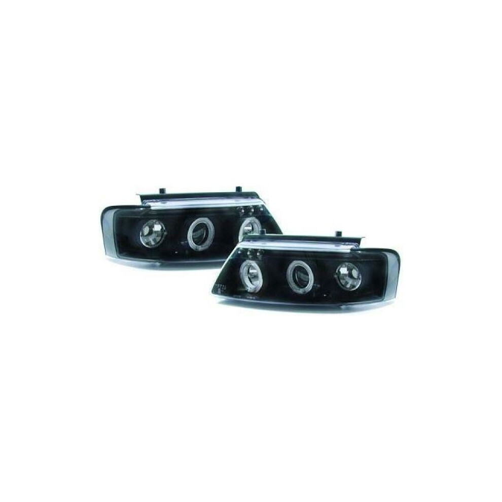 Lhd Projector Headlights Pair Angel Eyes Clear Round Vw Passat B5 96-00 Black 4052355091215