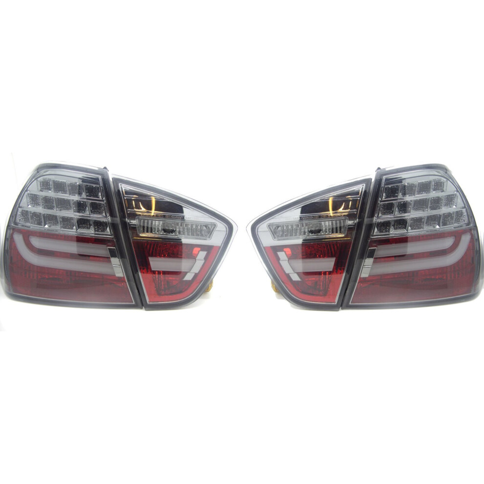 Back Rear Tail Lights For BMW E90 Saloon 05-08 Black Smoked LED Lightbar