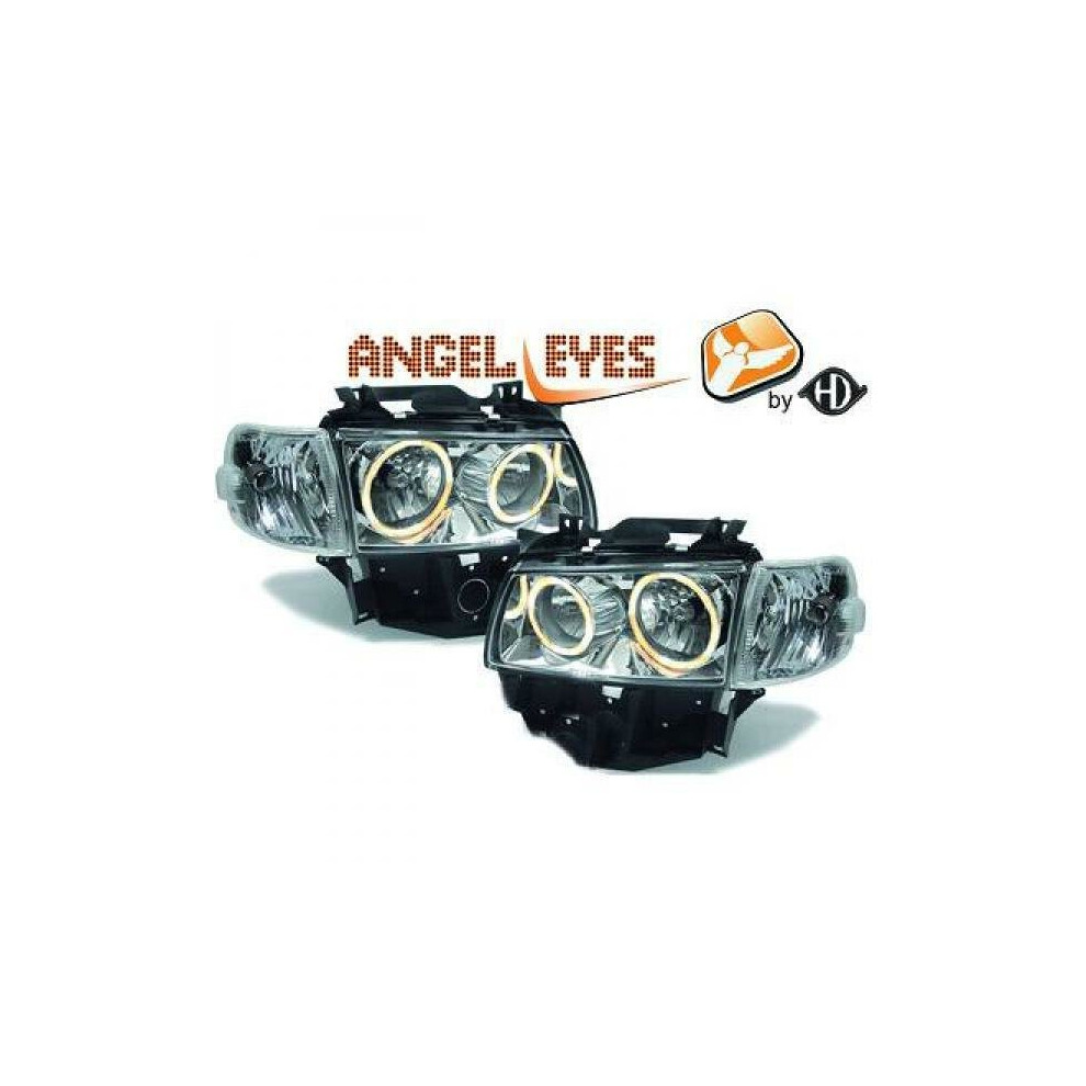 Lhd Projector Headlights Pair Angel Eyes Clear Chrome Vw T4 Longnose 96-03 4052355095282