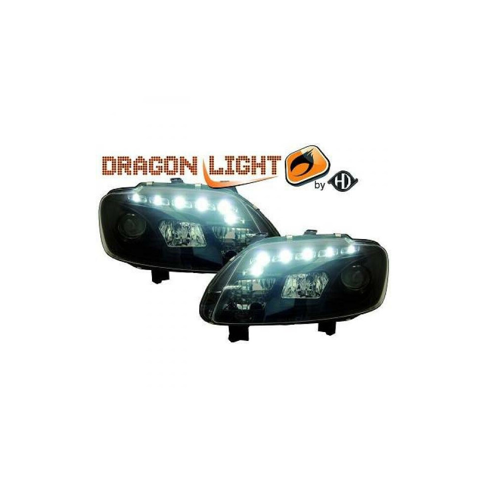 Lhd Projector Headlights Pair Led Dragon Drl Lights Clear Vw Touran 03-06 Black 4052355098092