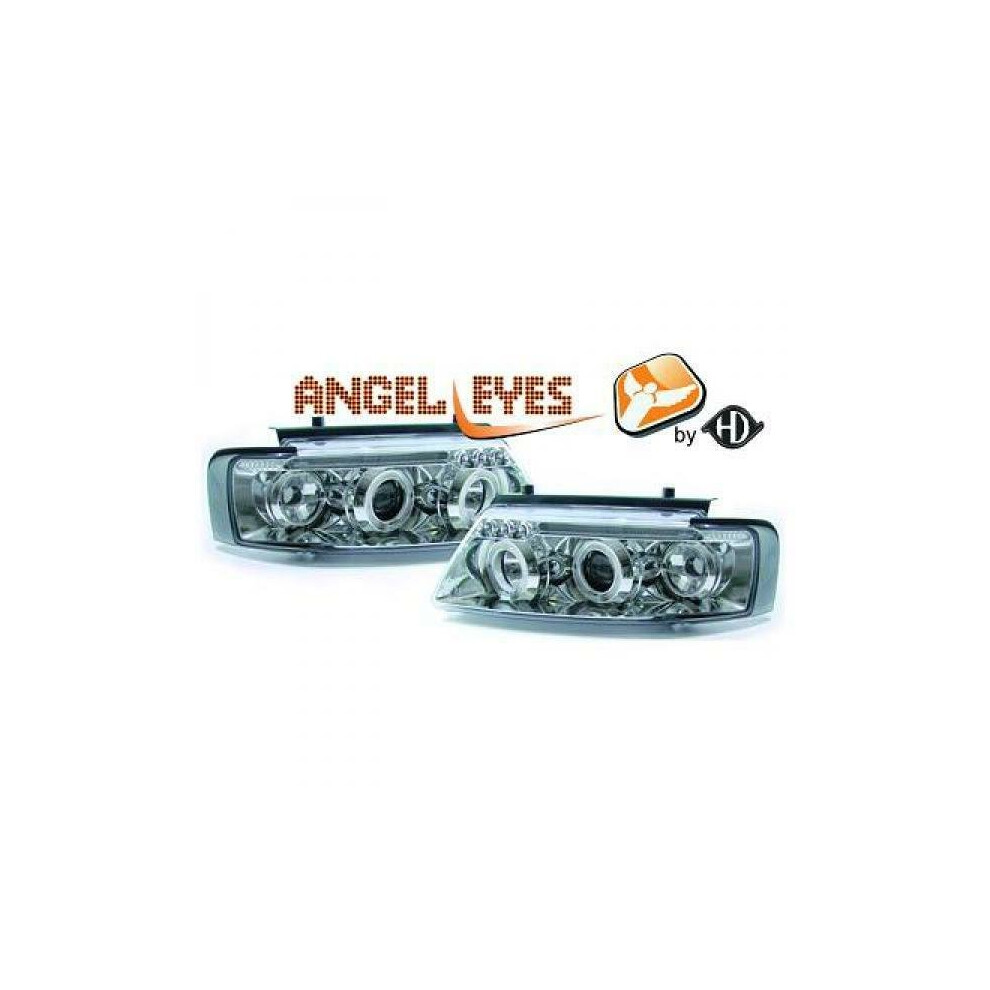 Lhd Projector Headlights Pair Angel Eyes Clear Chrome Round Vw Passat B5 96-00 4052355091161