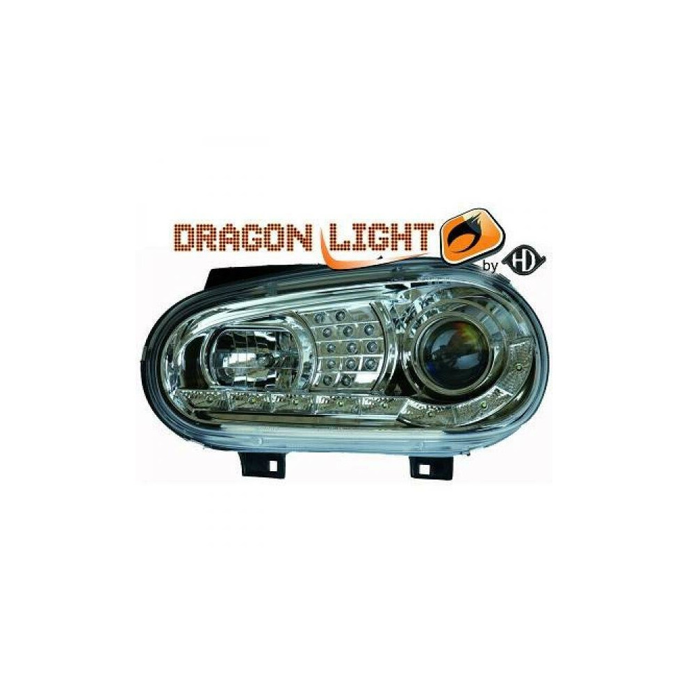 Lhd Projector Headlights Pair Led Dragon Drl Lights Clear Chrome Vw Golf Iv 97-03 4052355084767