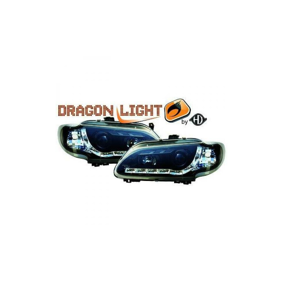 Lhd Projector Headlights Pair Led Dragon Drl Lights Clear Renault Megane 96-99 Black 4052355139467