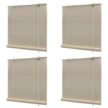 vidaXL Bamboo Roller Blinds Kitchen Blackout Curtain 4 pcs 120x160 cm Natural