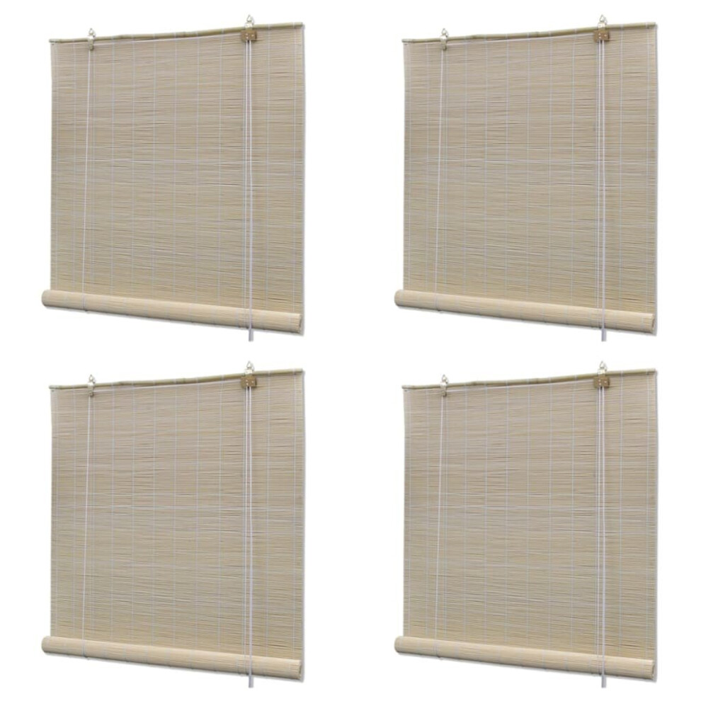 Vidaxl Bamboo Roller Blinds Kitchen Blackout Curtain 4 Pcs 120X160 Cm Natural