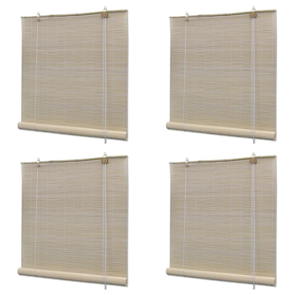 vidaXL Bamboo Roller Blinds Kitchen Blackout Curtain 4 pcs 120x160 cm Natural