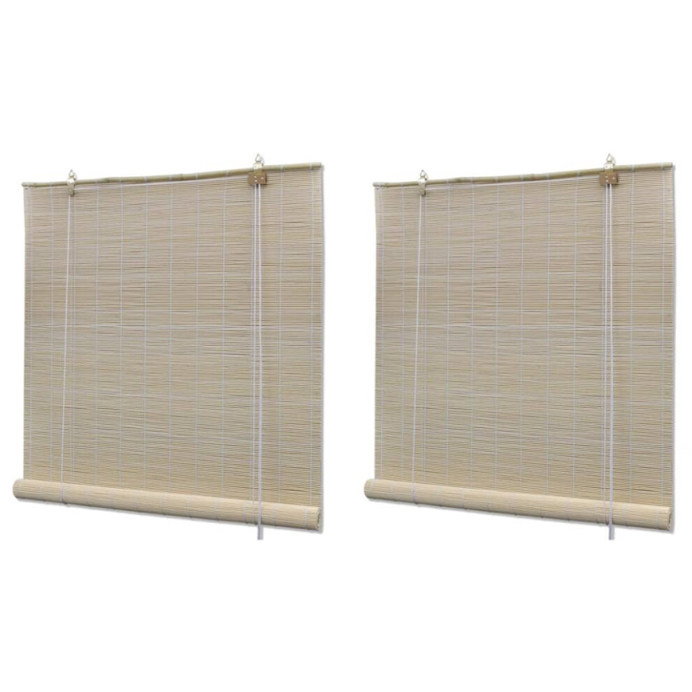 vidaXL Bamboo Roller Blinds Kitchen Blackout Curtain 2 pcs 120x160 cm Natural