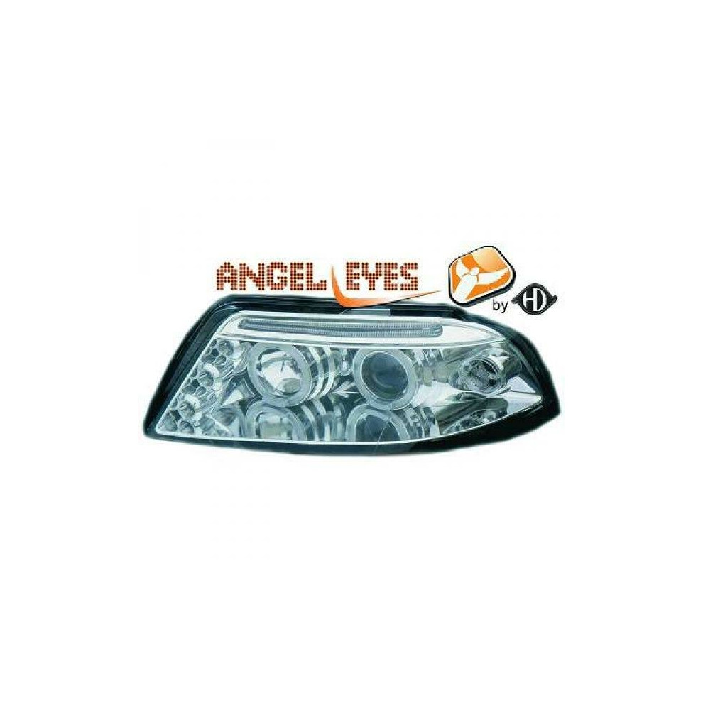 Lhd Projector Headlights Pair Angel Eyes Clear Chrome Vw Passat Typ3bg 00-05 White 4052355091864