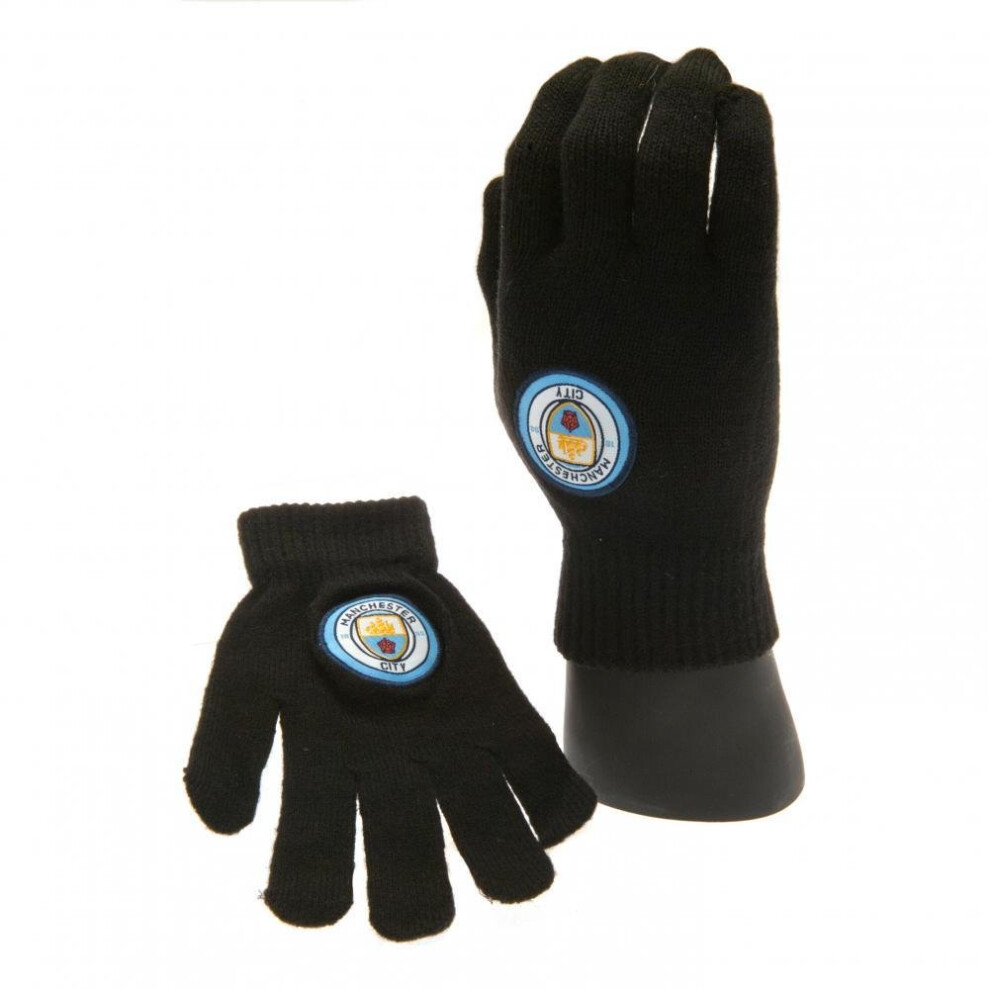 Manchester City FC Childrens/Kids Knitted Gloves