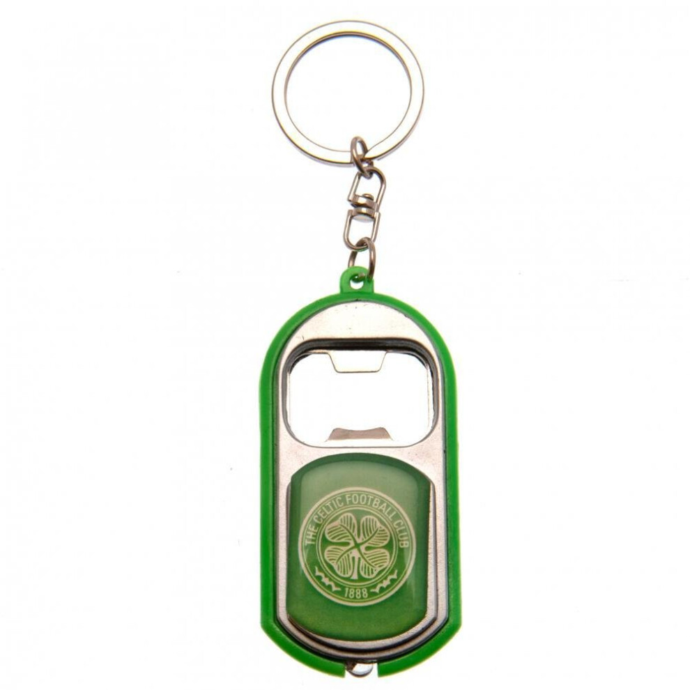 Celtic Fc Torch And Bottle Opener Keyring Silver
