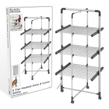 Black+Decker 3-Traps Verwarmde Luchtdroger Wielen En Hoes 300W