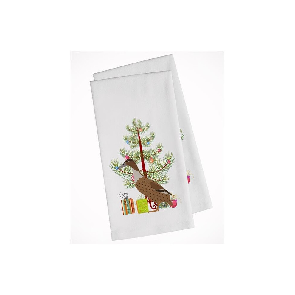 Lot de 2 torchons de cuisine blancs de No   l motif canard     bec hollandais