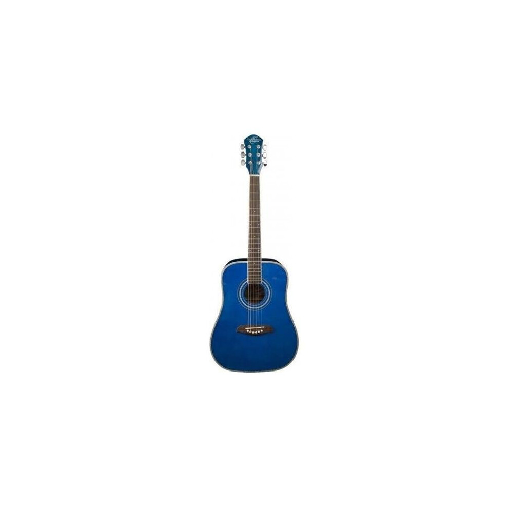 Oscar Schmidt OGHSTBL-A-U Half Size Acoustic Guitar, Transparent Blue
