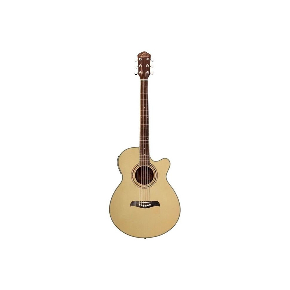 Oscar Schmidt OG10CEN-A-U Acous Electric Guitar Flame Top, Natural
