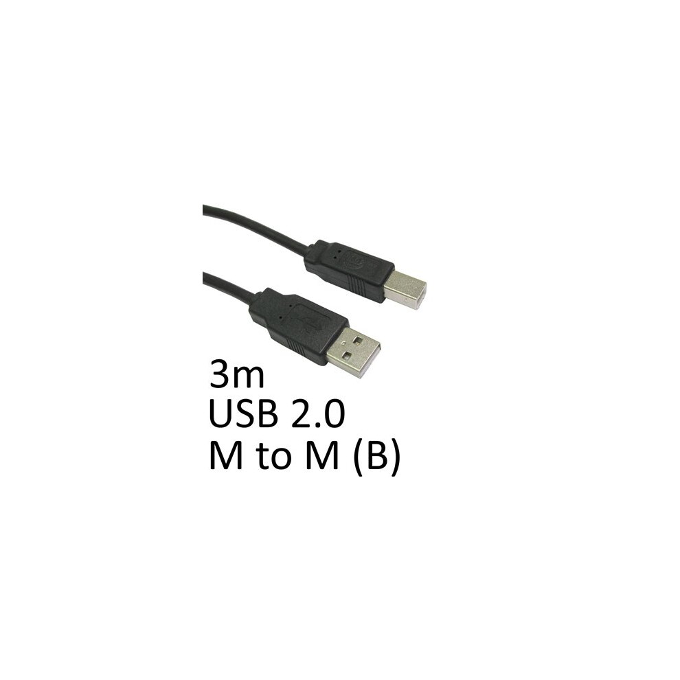 Usb 2.0 A (M) To Usb 2.0 B (M) 3M Oem Printer/Scanner Data Cable Black 5055781209673
