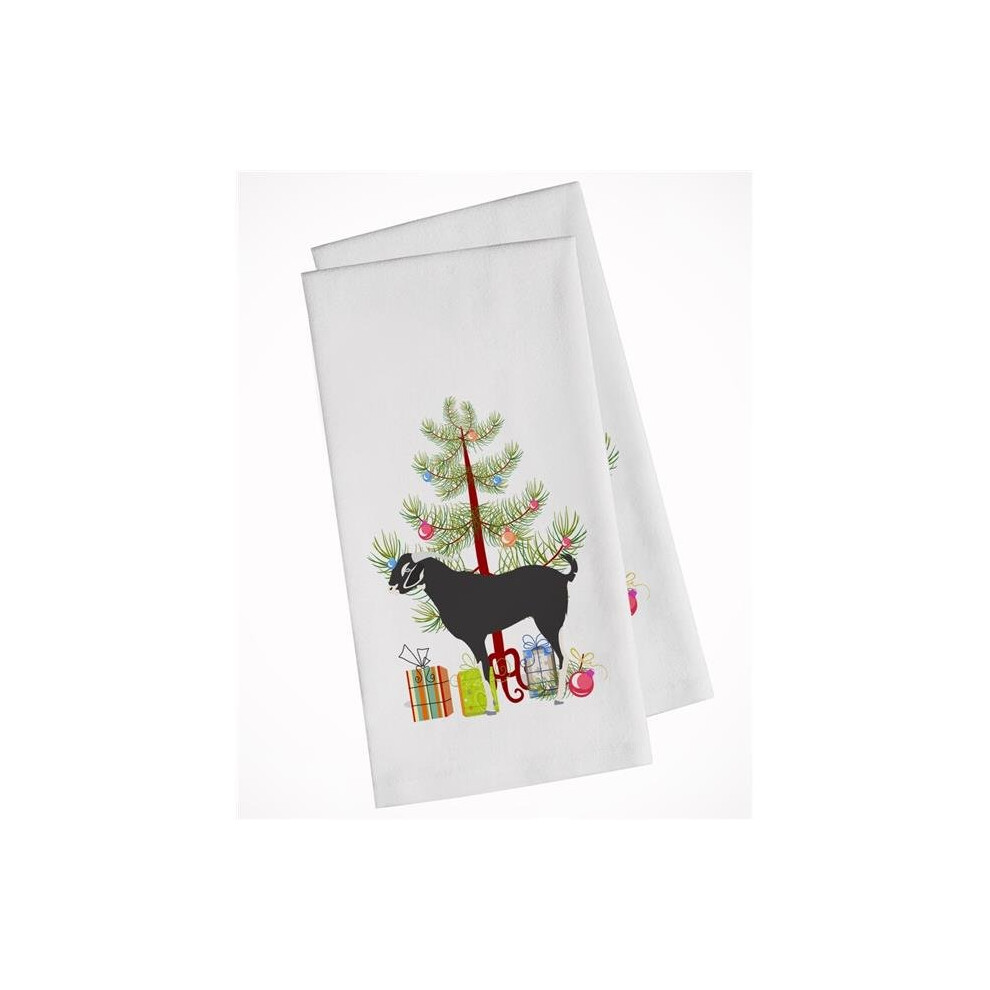 Lot de 2 torchons de cuisine blancs     motif de ch   vre du Bengale noir