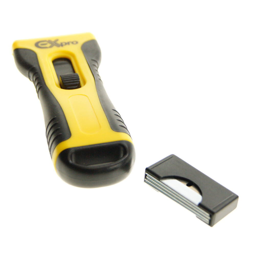 GLASS & CERAMIC HOB SCRAPER KNIFE CLEANER & 5 SPARE BLADES