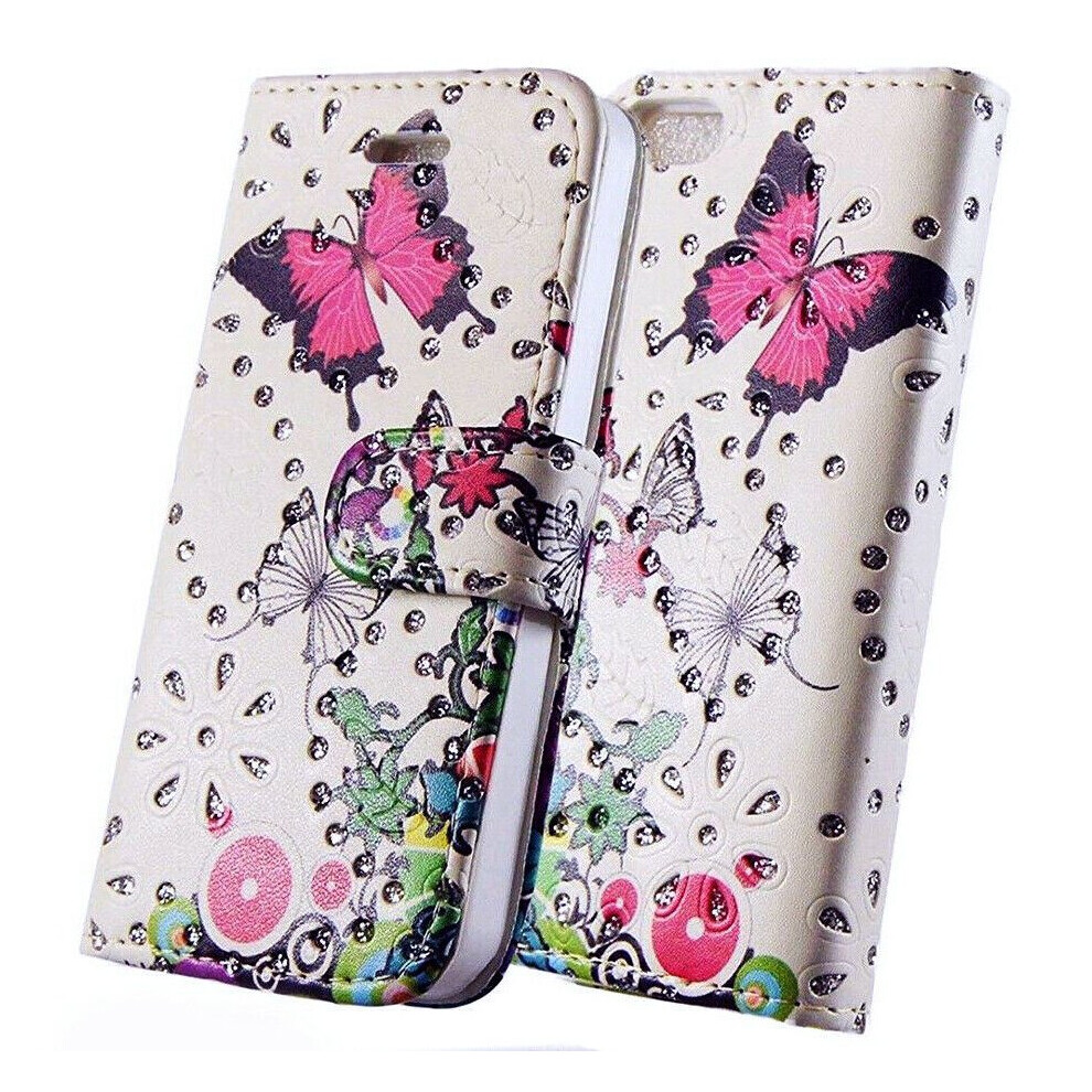 For Samsung Galaxy A40 Phone Case, Cover, Wallet, Slots, PU Leather / Gel Â Pink Butterfly