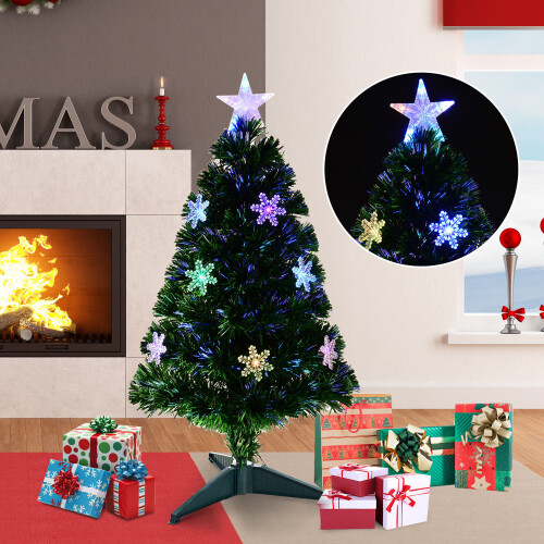 Homcom Homcom 3ft Fibre Optic Artificial Christmas Tree With Snowflake Lights 2