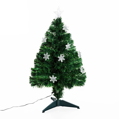 Homcom Homcom 3ft Fibre Optic Artificial Christmas Tree With Snowflake Lights