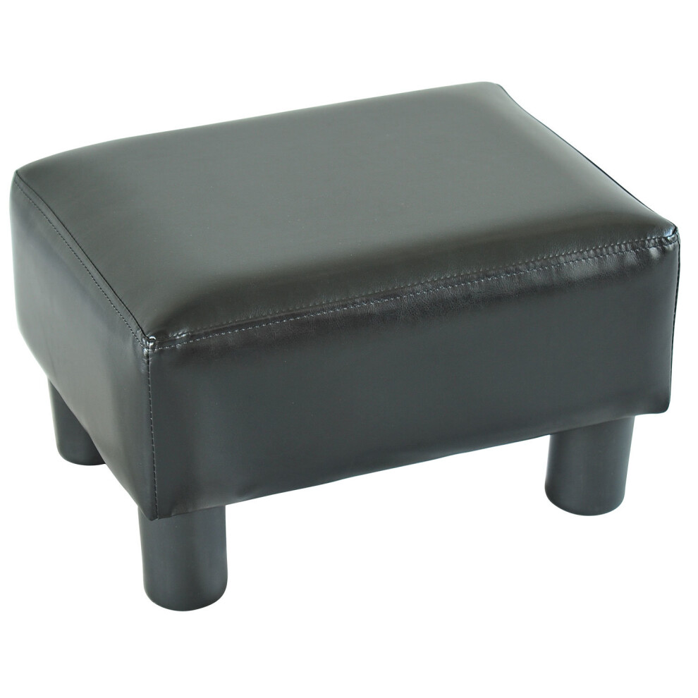 HOMCOM Ottoman Footrest Seat Chair Small PU Leather Black Home Office