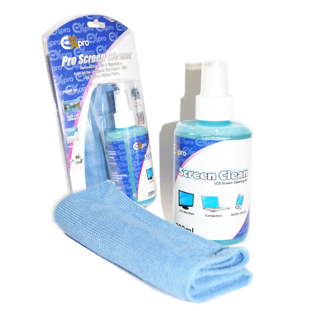 Ex-Pro LCD TFT LED TV Laptop Plasma SCREEN Pro Cleaning Fluid 200ml FREE Cloth