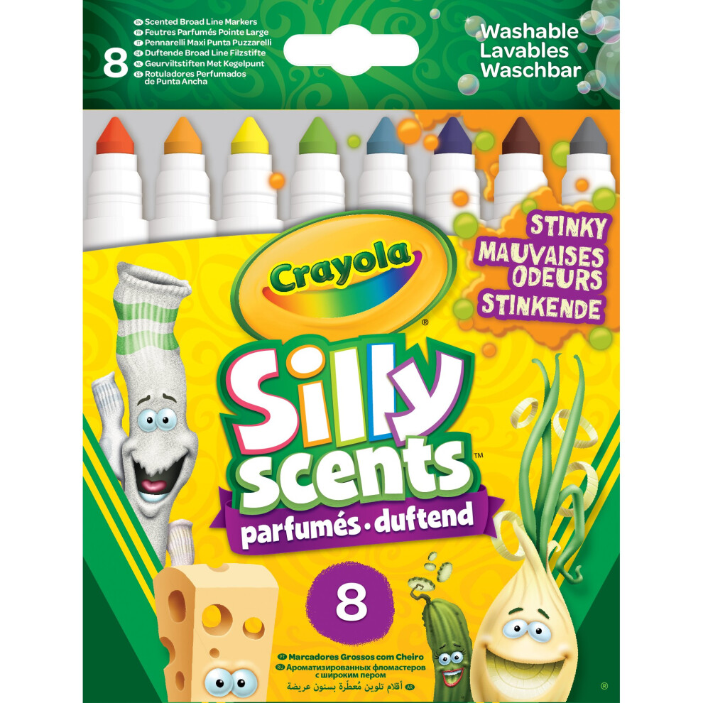 New Crayola Silly Scents Broad Line Stinky Markers (Pack Of 8) Multicoloured 58-8267