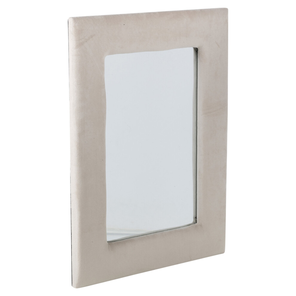 (Cream, Rectangle) Wall Mounted Mirrors with Velvet Plush Frames