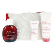 Clarins Eau Dynamisante 4-Piece Gift Set: EDT 100 ml, Exfoliating Cream 30 ml, Body Milk 100 ml + Toilet Bag