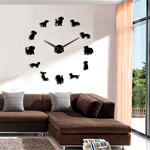 (Gold, 47 inch) DIY Dachshund Giant Frameless Clock Wall Art | Large Wall Clock 2