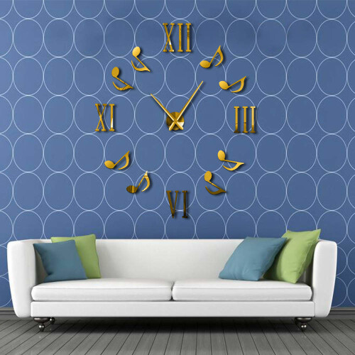 (Silver, 37 inch) Roman Numerals With Musical Notes Giant Luxury Wall Clock 2