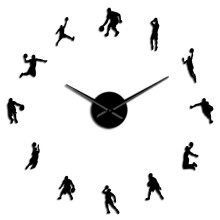 (Silver, 37 inch) Basketball Players DIY Large Wall Clock