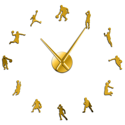 (Gold, 47 inch) Basketball Players DIY Large Wall Clock