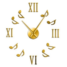 (Gold, 37 inch) Roman Numerals With Musical Notes Giant Luxury Wall Clock