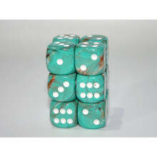 Chessex Chessex 16mm D6 x 12 Dice Set - Marble Oxi-Copper / white