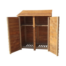 (Light Green (Natural), With Kindling Shelf) Log Store Wooden With Doors W-146cm H-180cm D-81cm