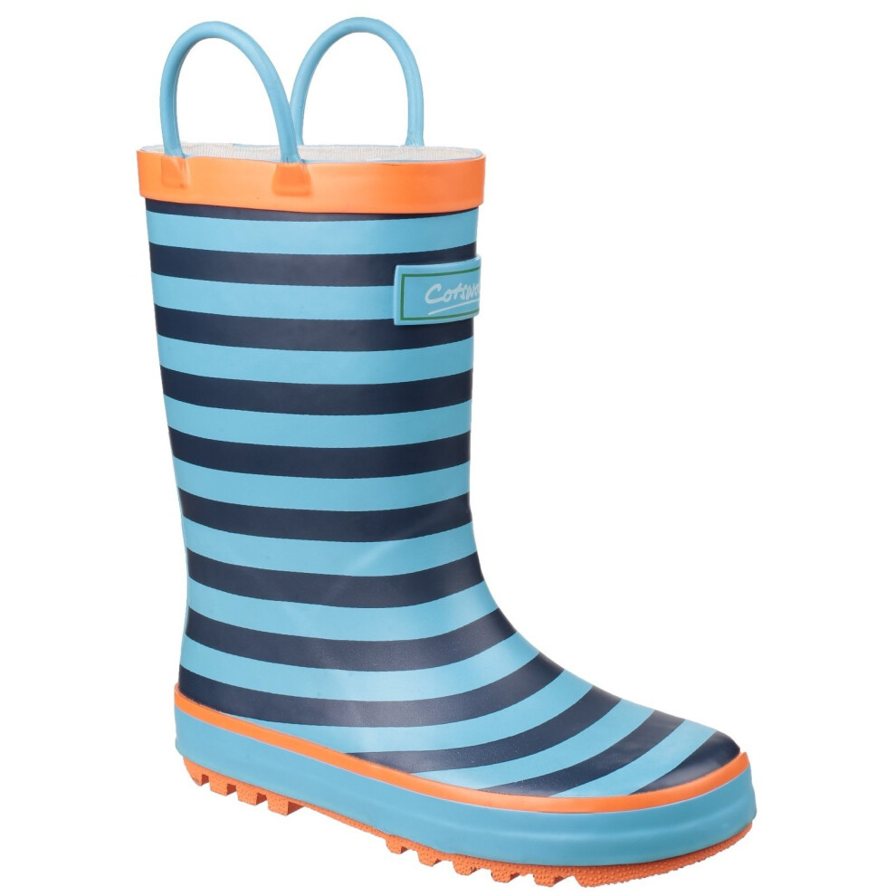 (8 UK Junior, Blue) Cotswold Childrens/Kids Captain Striped Wellington Boots