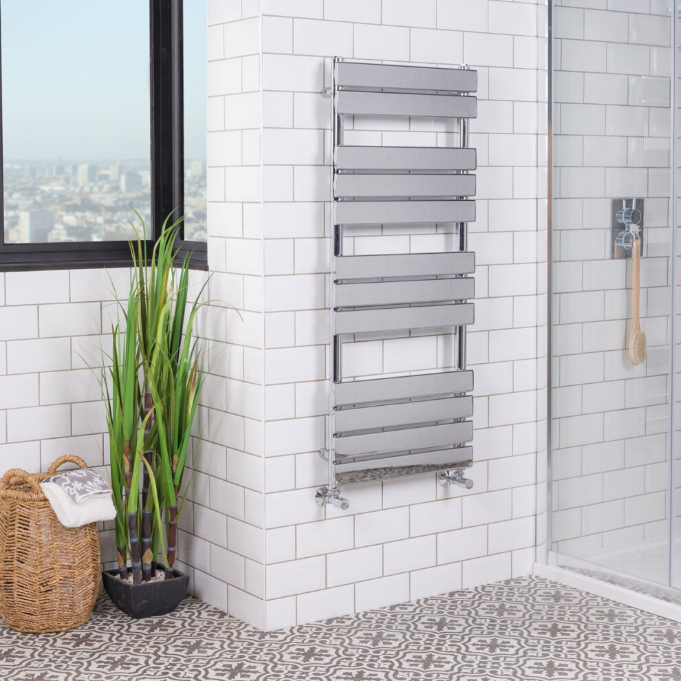 Juva 1200 x 500mm Chrome Flat Panel Heated Towel Rail