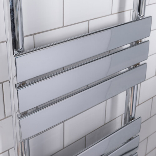PlumbGalaxy Juva 950 x 500mm Chrome Flat Panel Heated Towel Rail 2