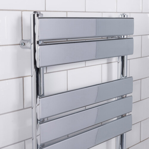 PlumbGalaxy Juva 1200 x 500mm Chrome Flat Panel Heated Towel Rail 2